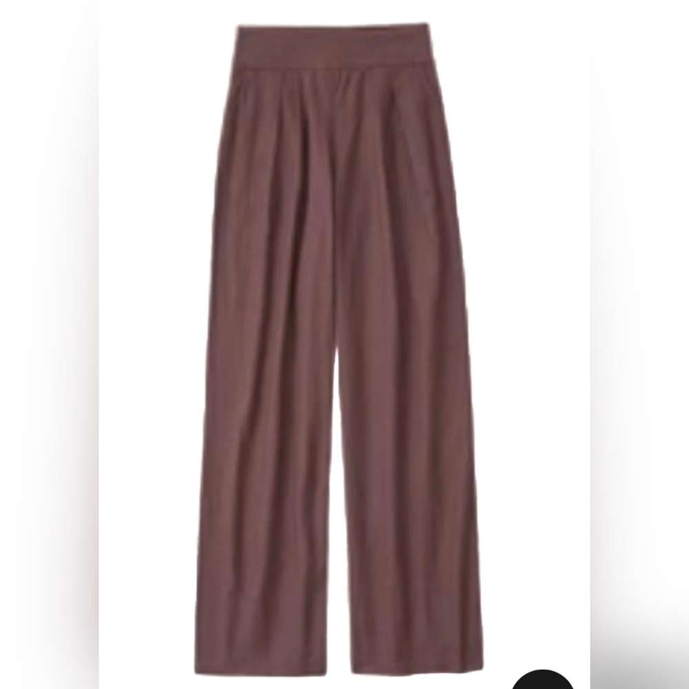 NWT Abercrombie&Fitch 53% Linen Pleated Wide Leg Pants Chocolote  Brown Sz M - Picture 3 of 16